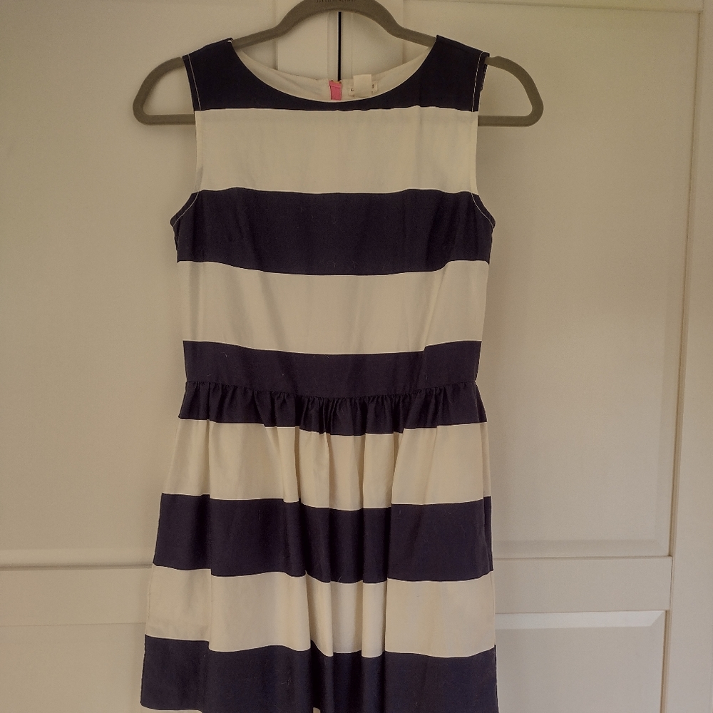 JCrew navy and white cotton dress